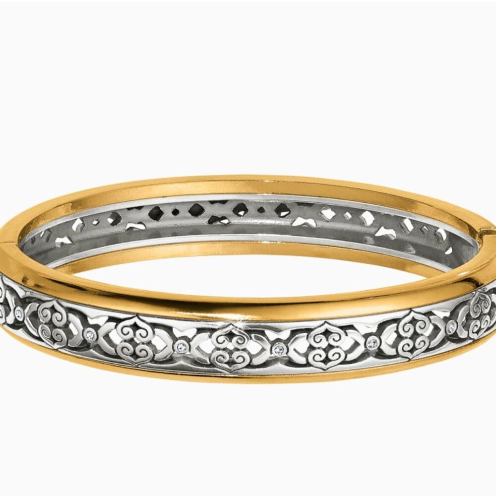 NWT Brighton Intrigue Narrow Hinged Bangle Silver/Gold